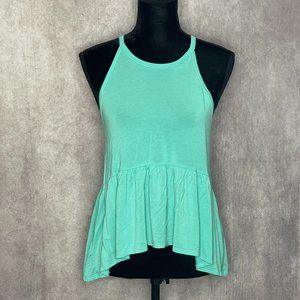 GAZE turquoise mint green spagetti strap top flowy feminine sz M